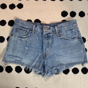 Levi’s 501Jean Shorts Sz 29 Mid Rise Distressed Light Wash Raw Hem Denim Cutoff